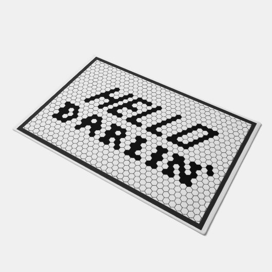 ハローダーリンブラックアンドホワイトファームハウスタイル ドアマット (アングル)