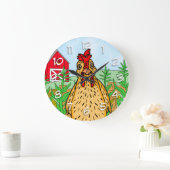 ハローチキン |かわいい漫画スケッチ ラージ壁時計 (ホーム)