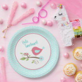 ハローツイートアートかわいいバードバレンタインデー ペーパープレート (パーティー)