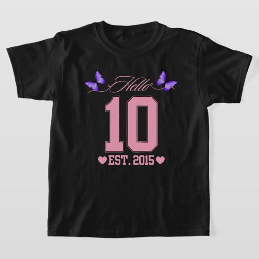 ハローデッツキュートコケット10誕生日女の子 Tシャツ (レイダウン)