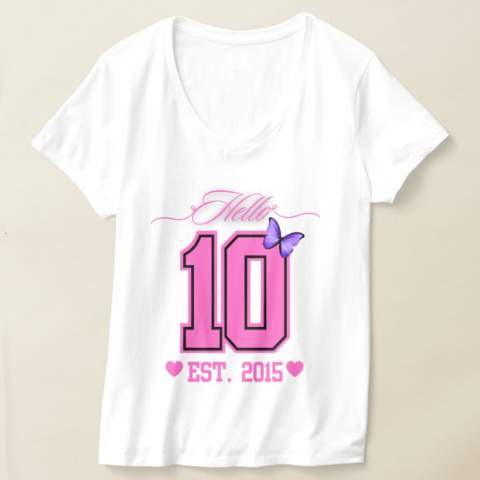 ハローデッツキュートコケット10誕生日女の子 Tシャツ (レイダウン)