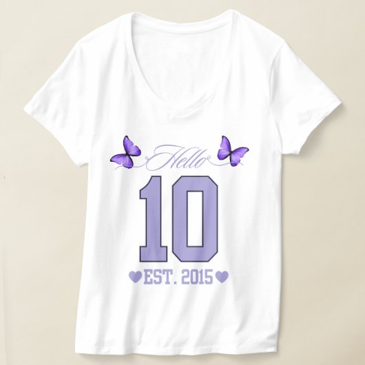ハローデッツキュートコケット10誕生日女の子 Tシャツ (レイダウン)
