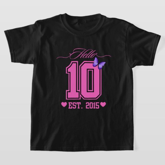 ハローデッツキュートコケット10誕生日女の子 Tシャツ (レイダウン)