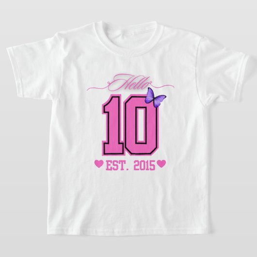 ハローデッツキュートコケット10誕生日女の子 Tシャツ (レイダウン)