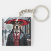 ハロードッグドレスシー犬の雨の日キーチェーン。 キーホルダー (裏面)