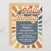 ハローナイレトロサングルービーウェーブ90誕生日 招待状 (正面/裏面)