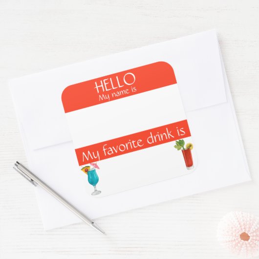 ハローナグステッカーバッジドリンクおもしろいカクテル スクエアシール (封筒)