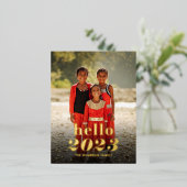 ハローニューイヤーフォイル写真ホリディハガキ 箔シーズンポストカード (立ち正面)