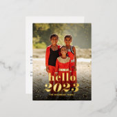 ハローニューイヤーフォイル写真ホリディハガキ 箔シーズンポストカード (正面/裏面)