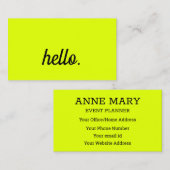 ハローネオンチャートルーズイエローカラフルタイポグラフィ 名刺 (正面/裏面)