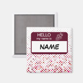 ハローネームバッジワイン水玉模様カスタマイズ マグネット (正面/裏面)