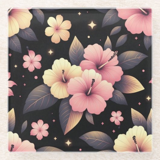 ハローハイビスカス ガラスコースター (正面)