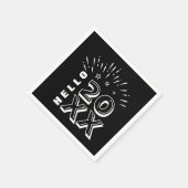 ハローハッピーニューイヤー花火白黒スター スタンダードカクテルナプキン (角)