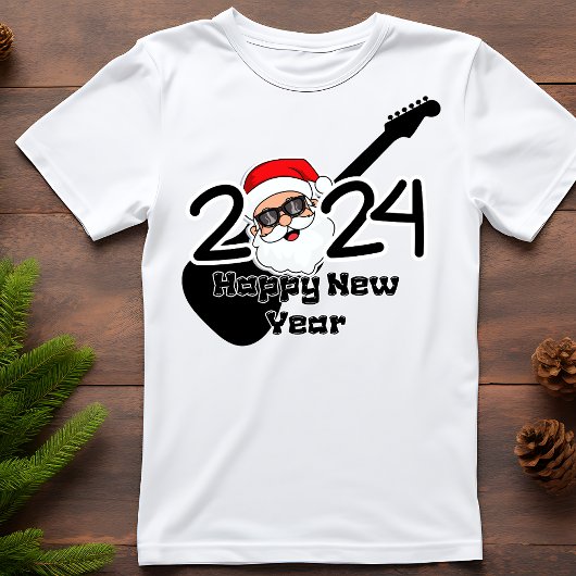 ハローハッピーニューイヤー2024サンタロックスターマン Tシャツ