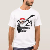 ハローハッピーニューイヤー2024サンタロックスターマン Tシャツ (正面)