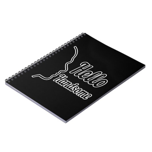 ハローハンサムなプロフィール顔スケッチタイポグラフィ ノートブック (左側)