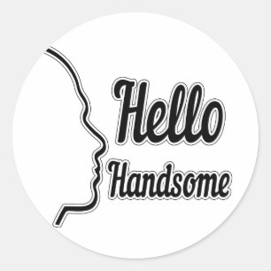 ハローハンサムなプロフィール顔スケッチタイポグラフィ ラウンドシール