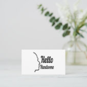 ハローハンサムなプロフィール顔スケッチタイポグラフィ 名刺 (スタンド正面)