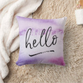 ハローハンドレタースミレ水彩枕 クッション (ブランケット)