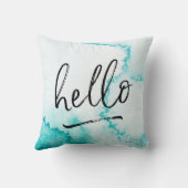 ハローハンドレターターコイズ水彩枕 クッション (裏面)