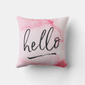 ハローハンドレターピンクの水彩枕 クッション (裏面)