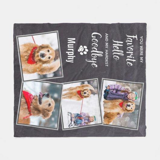 ハローハードバイお気に入りの別れペット犬メモリアル フリースブランケット (正面(横))