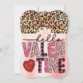 ハローバレンタインピンクアンドブラックアニマルプリント シーズンカード (正面)