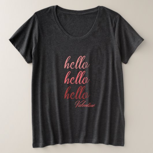 ハローバレンタイン プラスサイズTシャツ (デザイン正面)
