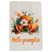 ハローパンプキンオータムフローラデザイン ミディアムペーパーバッグ (正面)