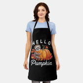 ハローパンプキンカワイイ秋スロース紅葉フォリ エプロン (着用した状態)