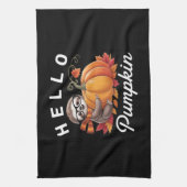 ハローパンプキンカワイイ秋スロース紅葉フォリ キッチンタオル (縦)