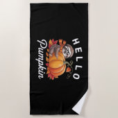 ハローパンプキンカワイイ秋スロース紅葉フォリ ビーチタオル (正面)