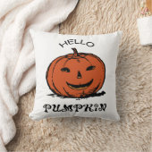 ハローパンプキンジャック – o-lanternイラストレーション、ブラック クッション (ブランケット)