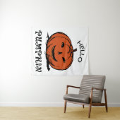 ハローパンプキンジャック – o-lanternイラストレーション、ブラック タペストリー (インサイチュ(横))