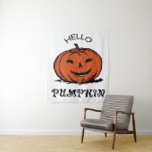 ハローパンプキンジャック – o-lanternイラストレーション、ブラック タペストリー (インサイチュ)