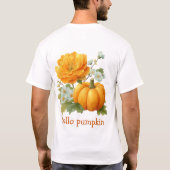 ハローパンプキンフローラハロウィーンデザイン Tシャツ (裏面)