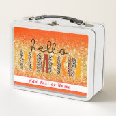 ハローパンプキン秋秋カスタマイズの文字とカラー メタルランチボックス (正面)