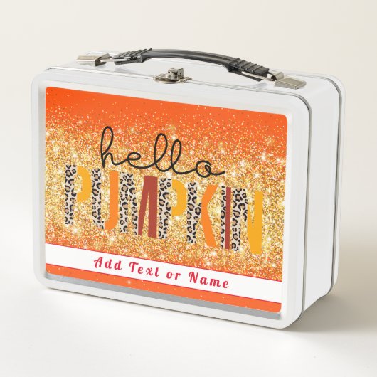 ハローパンプキン秋秋カスタマイズの文字とカラー メタルランチボックス (正面)