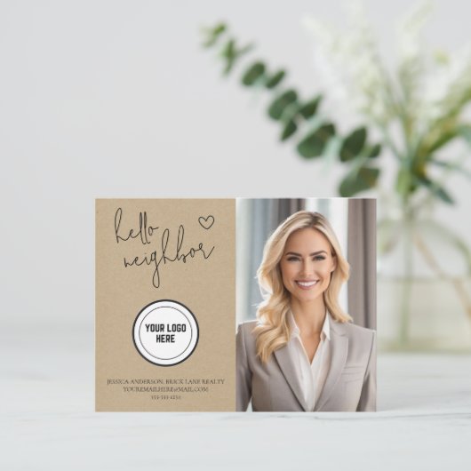 ハローパーソナライズされたネイバーリアルティクラフト紙 ポストカード (スタンド正面)