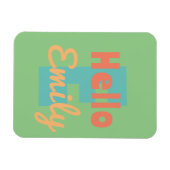 ハローパーソナルネームmint green peach cororオレンジ マグネット (横)