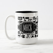 ハローヒップスターレトロ電話パターン ツートーンマグカップ (左)