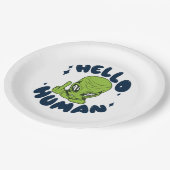 ハローヒトおもしろいエイリアン ペーパープレート (アングル)