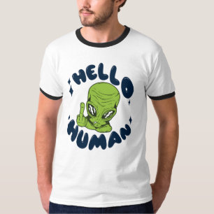 ハローヒトおもしろいエイリアン Tシャツ