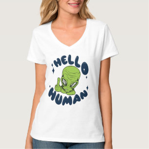 ハローヒトおもしろいエイリアン Tシャツ