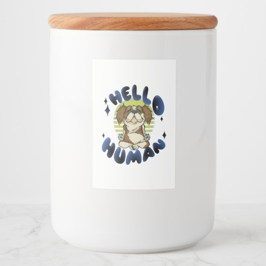 ハローヒトめい想のヨガ犬 フードラベル (正面)