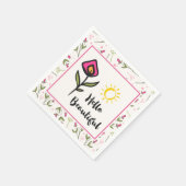 ハロービューティフルかわいらしピンクオレンジの野生の花 スタンダードカクテルナプキン (角)