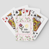 ハロービューティフルかわいらしピンクオレンジの野生の花 トランプ (裏面)