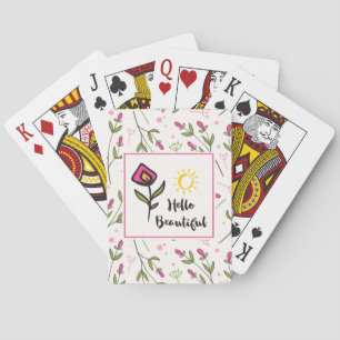 ハロービューティフルかわいらしピンクオレンジの野生の花 トランプ