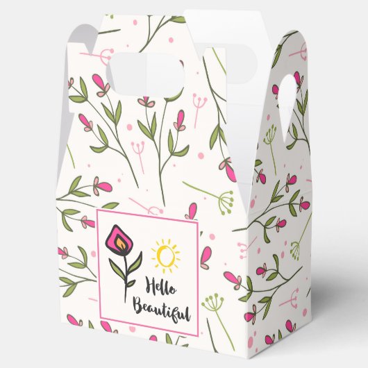 ハロービューティフルかわいらしピンクオレンジの野生の花 フェイバーボックス (オープン)