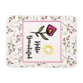 ハロービューティフルかわいらしピンクオレンジの野生の花 マグネット (横)